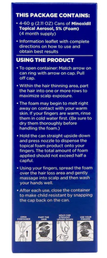 5% MINOXIDIL Topical Hair Growth FOAM- Members Mark *1-4 MONTH SUPPLY 03/26+