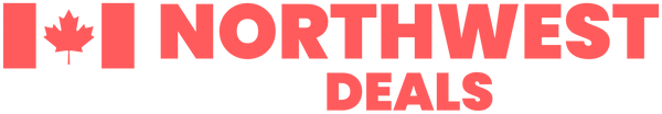 Logo with 'Northwest Deals' text and a red maple leaf on a black background