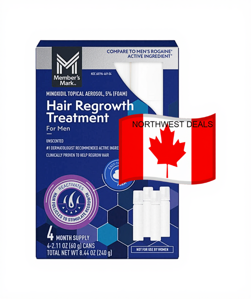 Members Mark 5% Minoxidil Foam – 1–4 Month Supply (Canada) - NORTHWEST DEALS Kirkland foam
