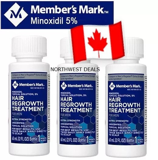5% MINOXIDIL Topical Hair Growth Liquid- Members Mark * 1-12 MONTH SUPPLY* 12/2026+